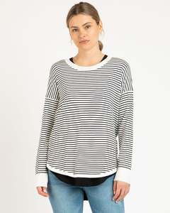 Betty Basics Sophie Knit Jumper - White/Black Stripe