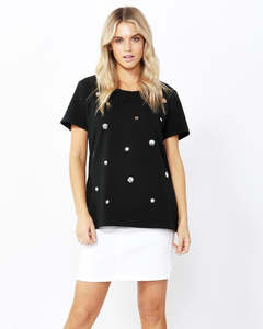 Betty Basics Sequin Cara Tee - Black