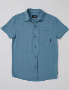 Rusty: Rusty Overtone Short Sleeve Linen Shirt Boys - Yonder Blue