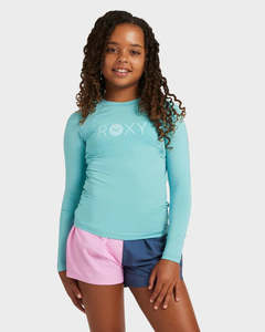 Roxy: Roxy Essential LS Lycra Girls Rashie - Coastal Shade