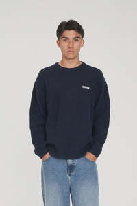 Huffer: Huffer Fleet Knit Crew - Navy