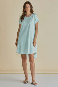 Betty Basics Maxine T-Shirt Dress - Green Stripe