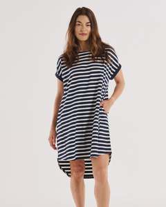 Betty Basics Maxine T-Shirt Dress - Navy Stripe