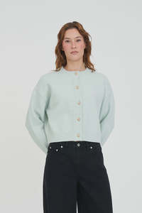 Huffer: Huffer Elle Crop Cardigan - Mint