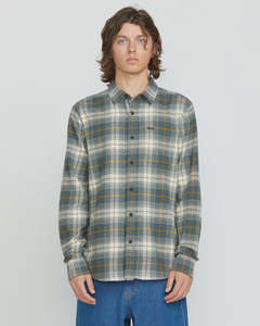 Mens: Volcom Caden Plaid LS Shirt- Dark Slate