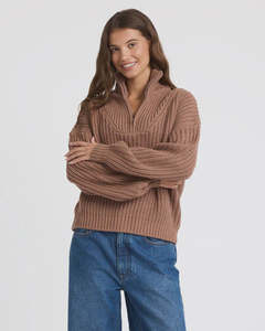 Womens: Roxy So Cozy Half Zip Jumper - Mocha