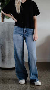 Junkfood Wendy Wide Leg Jean - Denim Blue