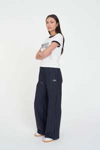 Huffer: Huffer Stripe Hailey Trackpant - Navy