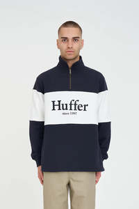 Huffer Classic 1/4 Zip Block Jersey - Navy