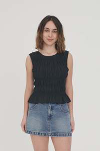 Huffer Womens Lin-in Bridget Top - Black