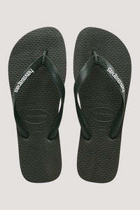 Mens Jandals: Havaianas Logo Filete - Olive Green
