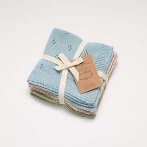 Wash cloth: Organic Cotton Wash Cloth Set Sky Blue