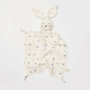 Baby Shower Gifts: Organic Muslin Bunny Lovey Enchanted Garden print