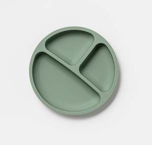 Silicone Bibs: Silicone Divided Plate Soft Moss