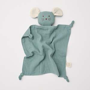 Loveys Bunny Bear Mouse: Organic Muslin Mouse Lovey Sage with Milk ears