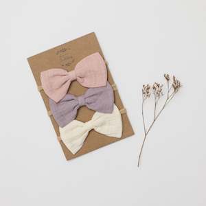 Bow Sets: Organic Muslin Bow Headband set of three