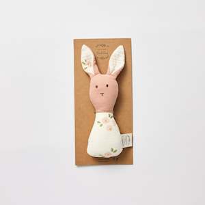 Organic Muslin Bunny Rattle Daisy + Pink
