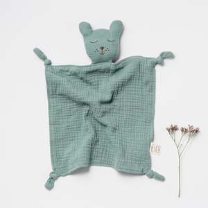 Loveys Bunny Bear Mouse: Organic Muslin Sleepy Bear Lovey Sage