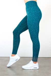 Leggings: Oxyfit Leopard Leggings - Blue Leopard