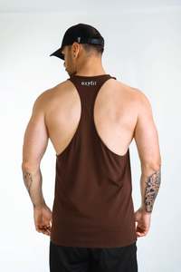 Mens Tanks: Oxyfit Mens Focus Stringer - Walnut