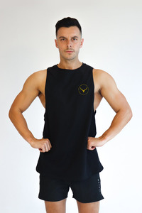 Mens Tanks: Mens Mercenary Tank - Black & Gold