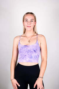 Womens T Shirts Singlets: Women's Tie Dye Crop - Purple Rain