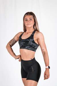 Womens Sports Bras: Stealth Sports Bra - Black Camo