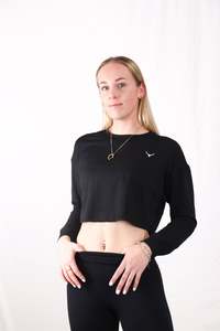 Sale: Women's Crop Honeycomb Long Sleeve - Opal Black