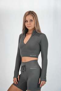 Womens Longsleeves: Hype Ribbed Long Sleeve - Stone