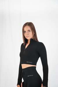 Womens Longsleeves: Hype Ribbed Long Sleeve - Long Black