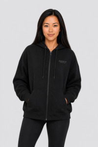 Oxyfit Track Zip-Up Hoodie - Obsidian Black