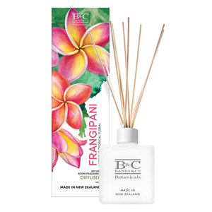 Products: Frangipani Room Diffuser - Banks & Co. Botanicals — We create luxury skincare, room fragrance and candles. . for your skin and home. Care for your skin with lotion, wash, handcream and soap enriched with Manuka Honey. Available online or at selected New