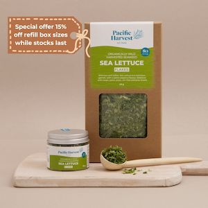 Products: Sea Lettuce Seaweed Flakes (Raw, Gluten Free, Wild Harvested Seaweed)
