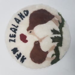 Auskin Sheepskin Cushion NZ Kiwi with Love