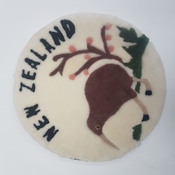 Auskin Sheepskin Cushion NZ Kiwi with Tree