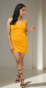 Yellow Cinched Waist Dress