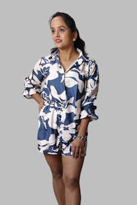 Co Ord Sets: Comfortable Rayon Nightwear Set with Resort Collar and Printed Design