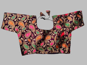Multicolor Paisley Blouse with Sleeves and Tie-Up Back