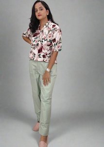 Pants And Pallazos: Green Colored Regular Trousers