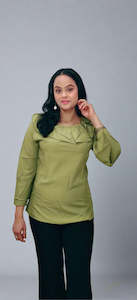 T Shirts: Casual Bell Sleeves Solid Women Green Top