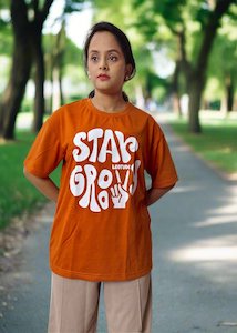 Trendy Oversized Printed Cotton Blend T-Shirt – Round Neck, Half Sleeves