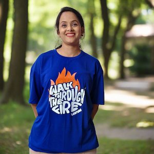 Oversized Printed Cotton Blend T-Shirt – Round Neck, Half Sleeves