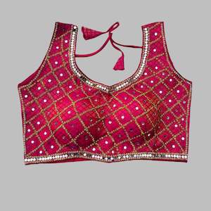 Vibrant Pink Mirror Work Blouse