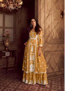 Golden Marigold Chikankari Kurti Palazzo Set