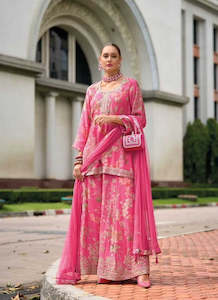 Rose Pink Radiance Luxe Party Wear Sharara Suits for Women