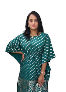Turqoise Poly Crepe Kaftan Kurta with Pant