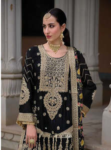 Luxe Black Embroidered Formal Ensemble