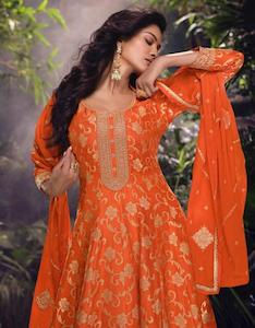 Suits Salwaar: Premium Viscose Jacquard Silk Palazzo Suit Set with Heavy Embroidery – Elegant Festive & Party Wear Collection