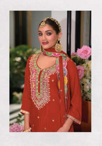 Traditional & Ceremonial: Designer Heavy Embroidered Red Palazzo Suit Set – Wedding & Festive Collection