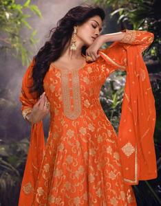 Traditional & Ceremonial: Premium Viscose Jacquard Silk Palazzo Suit Set with Heavy Embroidery – Elegant Festive & Party Wear Collection